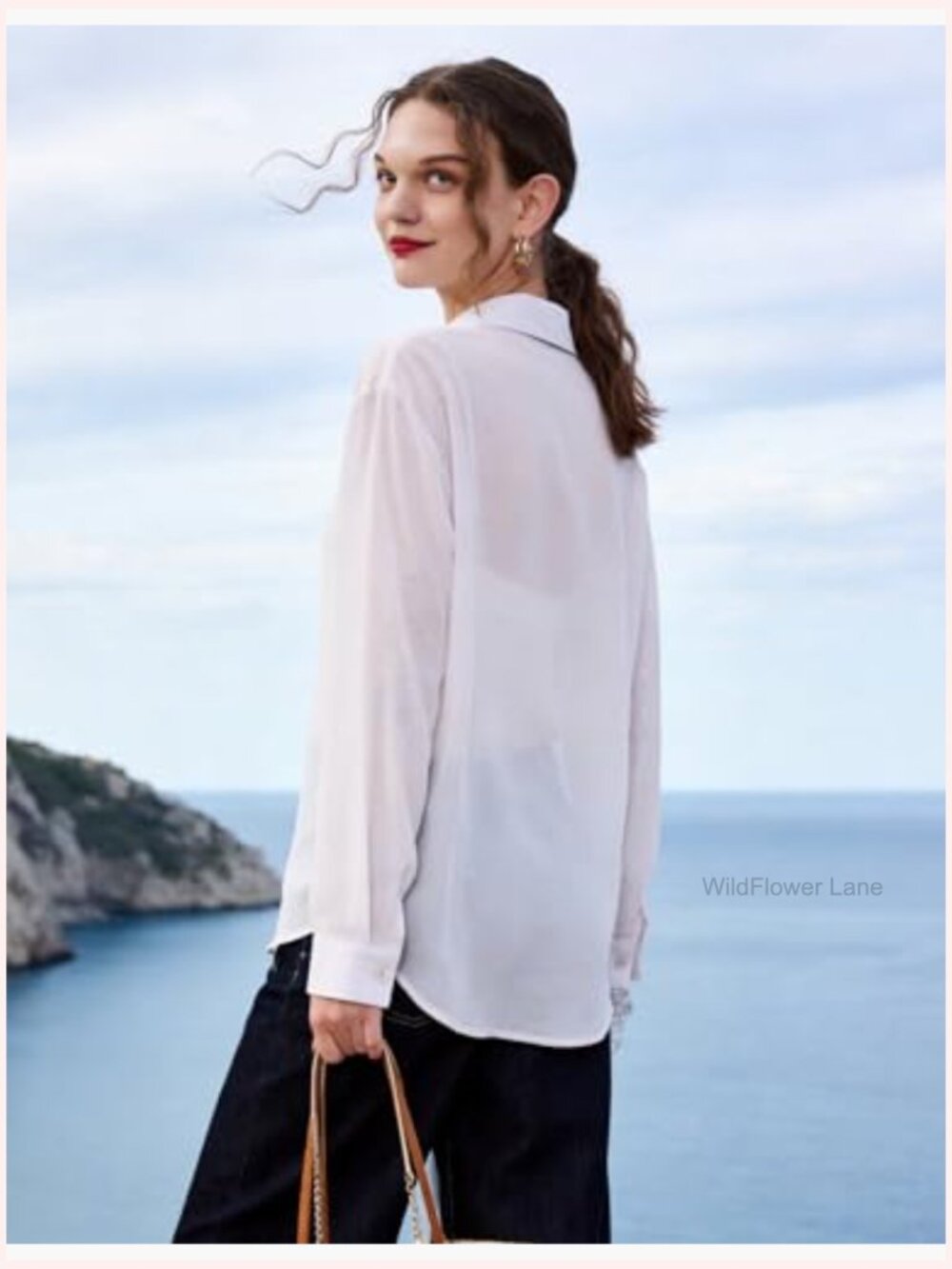 Sheer Button Down Shirt Long Sleeve See Through Chiffon Blouse Tunic Tops - Picture 4 of 7